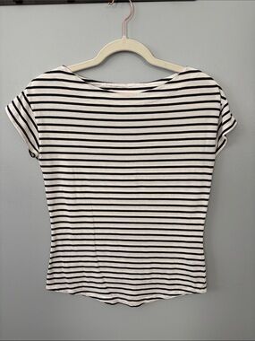 Boden Navy and White Striped Short-Sleeve Tee